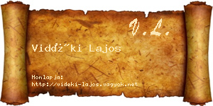 Vidéki Lajos névjegykártya